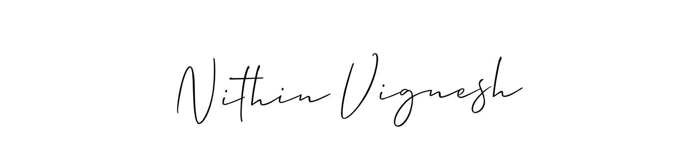 How to make Nithin Vignesh name signature. Use Allison_Script style for creating short signs online. This is the latest handwritten sign. Nithin Vignesh signature style 2 images and pictures png