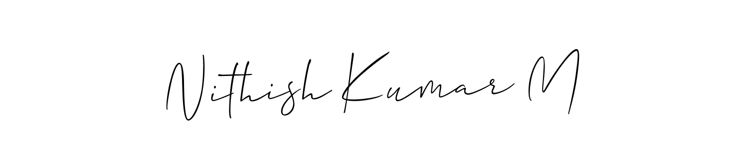 It looks lik you need a new signature style for name Nithish Kumar M. Design unique handwritten (Allison_Script) signature with our free signature maker in just a few clicks. Nithish Kumar M signature style 2 images and pictures png