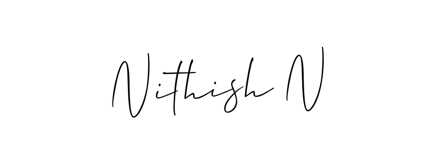 Also You can easily find your signature by using the search form. We will create Nithish N name handwritten signature images for you free of cost using Allison_Script sign style. Nithish N signature style 2 images and pictures png