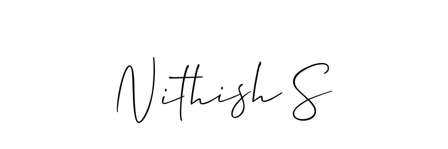 if you are searching for the best signature style for your name Nithish S. so please give up your signature search. here we have designed multiple signature styles  using Allison_Script. Nithish S signature style 2 images and pictures png