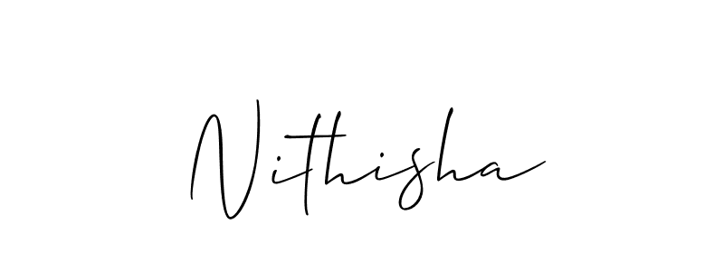 The best way (Allison_Script) to make a short signature is to pick only two or three words in your name. The name Nithisha include a total of six letters. For converting this name. Nithisha signature style 2 images and pictures png