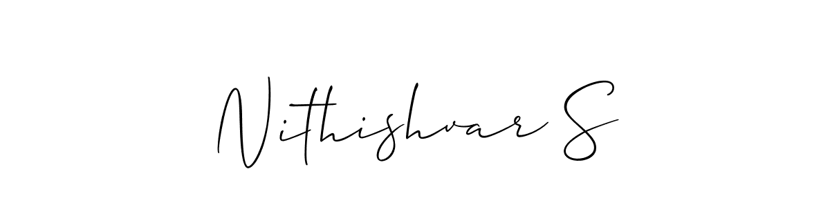 Use a signature maker to create a handwritten signature online. With this signature software, you can design (Allison_Script) your own signature for name Nithishvar S. Nithishvar S signature style 2 images and pictures png