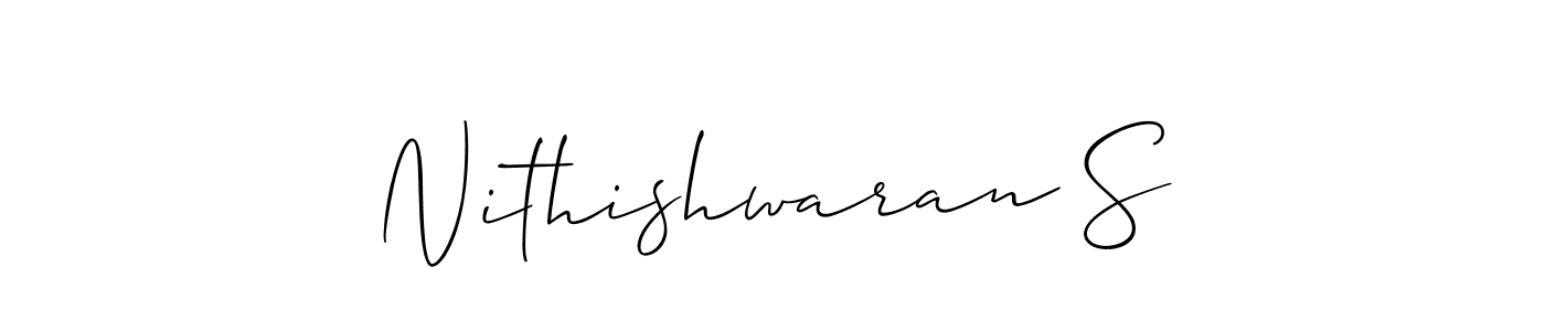 You should practise on your own different ways (Allison_Script) to write your name (Nithishwaran S) in signature. don't let someone else do it for you. Nithishwaran S signature style 2 images and pictures png