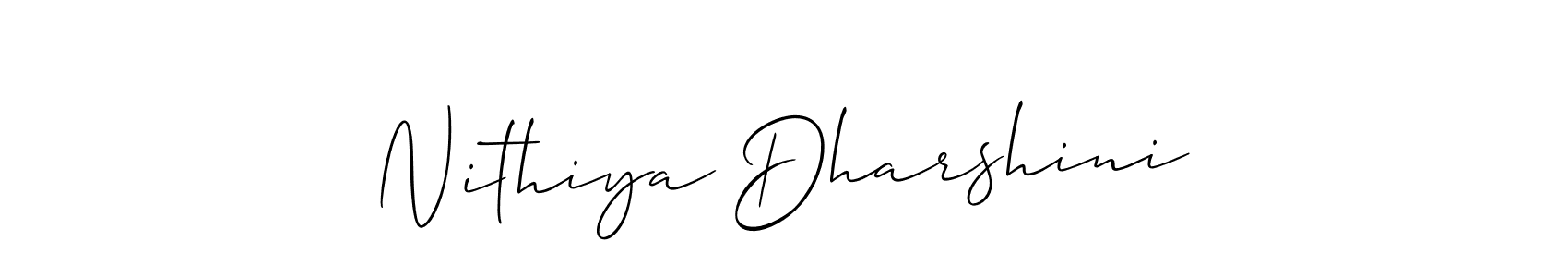 How to make Nithiya Dharshini name signature. Use Allison_Script style for creating short signs online. This is the latest handwritten sign. Nithiya Dharshini signature style 2 images and pictures png