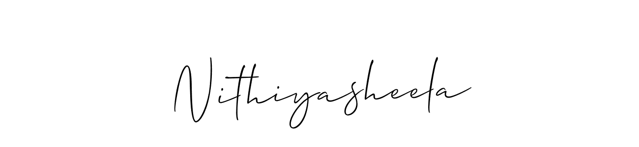 How to Draw Nithiyasheela signature style? Allison_Script is a latest design signature styles for name Nithiyasheela. Nithiyasheela signature style 2 images and pictures png