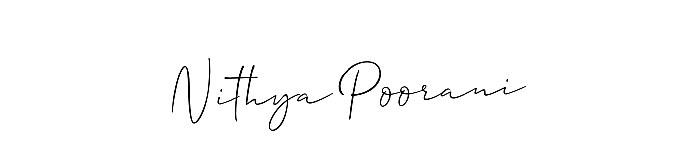 Also we have Nithya Poorani name is the best signature style. Create professional handwritten signature collection using Allison_Script autograph style. Nithya Poorani signature style 2 images and pictures png