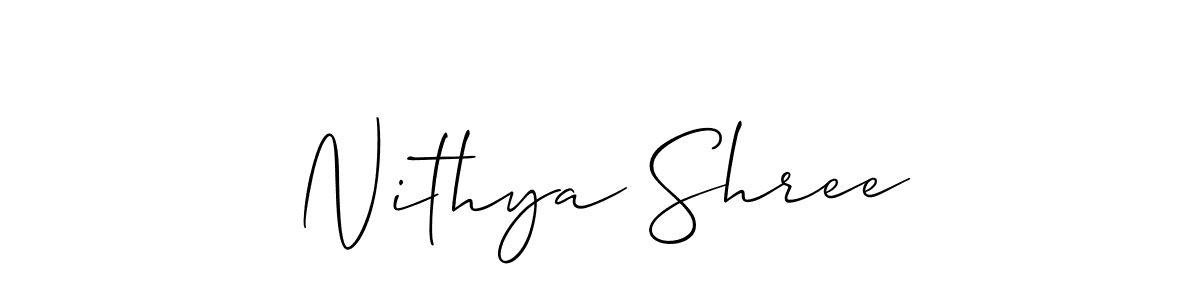 Make a beautiful signature design for name Nithya Shree. With this signature (Allison_Script) style, you can create a handwritten signature for free. Nithya Shree signature style 2 images and pictures png
