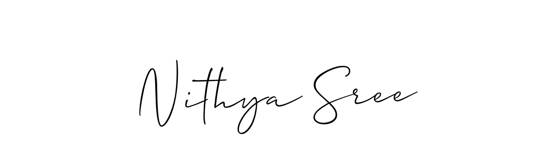 if you are searching for the best signature style for your name Nithya Sree. so please give up your signature search. here we have designed multiple signature styles  using Allison_Script. Nithya Sree signature style 2 images and pictures png