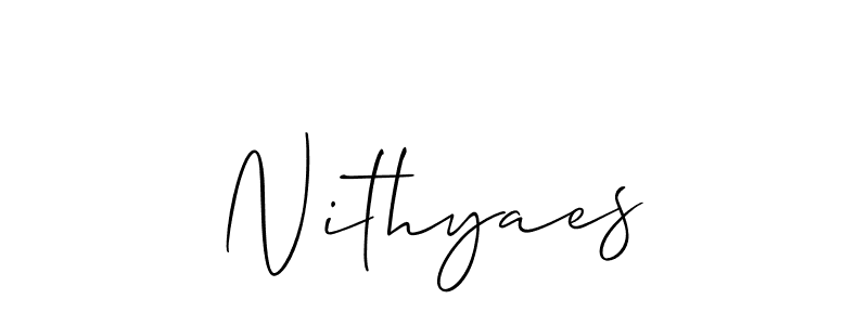 How to make Nithyaes name signature. Use Allison_Script style for creating short signs online. This is the latest handwritten sign. Nithyaes signature style 2 images and pictures png