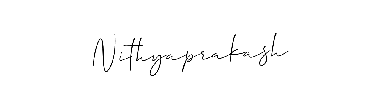 Allison_Script is a professional signature style that is perfect for those who want to add a touch of class to their signature. It is also a great choice for those who want to make their signature more unique. Get Nithyaprakash name to fancy signature for free. Nithyaprakash signature style 2 images and pictures png