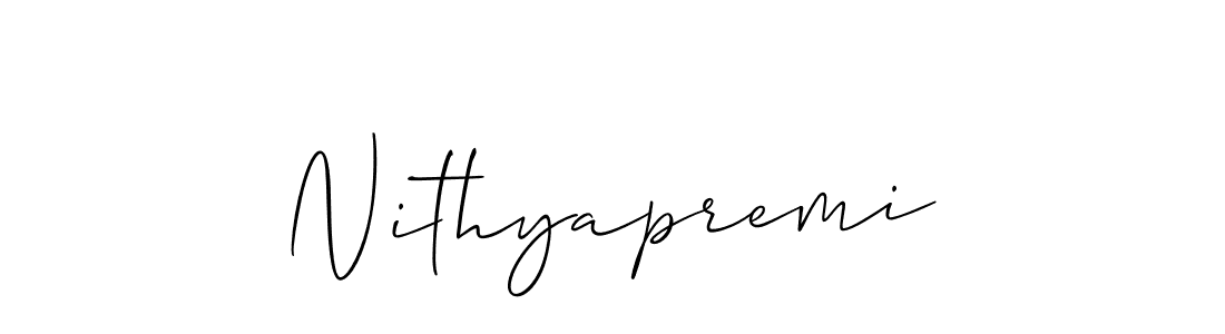 Nithyapremi stylish signature style. Best Handwritten Sign (Allison_Script) for my name. Handwritten Signature Collection Ideas for my name Nithyapremi. Nithyapremi signature style 2 images and pictures png