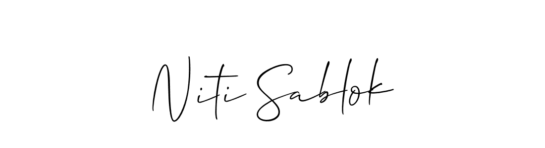Similarly Allison_Script is the best handwritten signature design. Signature creator online .You can use it as an online autograph creator for name Niti Sablok. Niti Sablok signature style 2 images and pictures png