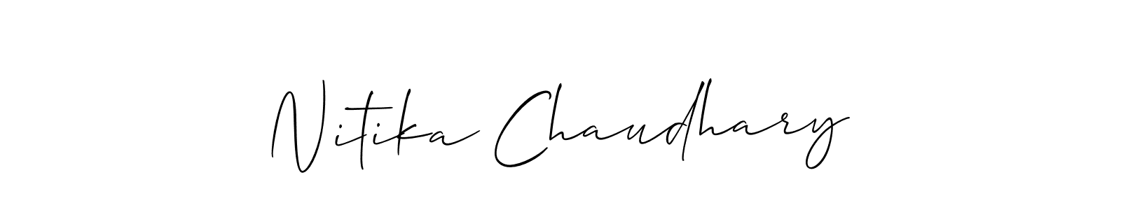 Allison_Script is a professional signature style that is perfect for those who want to add a touch of class to their signature. It is also a great choice for those who want to make their signature more unique. Get Nitika Chaudhary name to fancy signature for free. Nitika Chaudhary signature style 2 images and pictures png