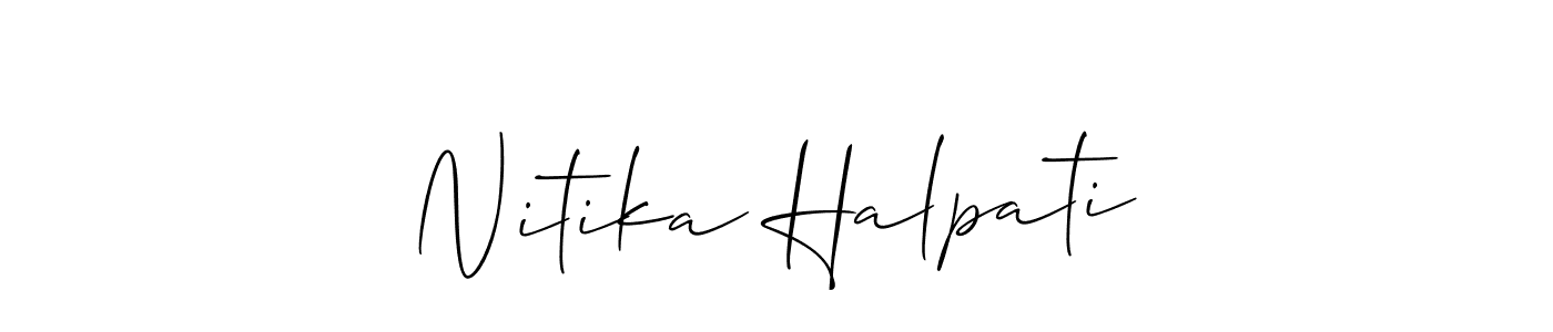 Create a beautiful signature design for name Nitika Halpati. With this signature (Allison_Script) fonts, you can make a handwritten signature for free. Nitika Halpati signature style 2 images and pictures png