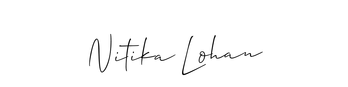 Allison_Script is a professional signature style that is perfect for those who want to add a touch of class to their signature. It is also a great choice for those who want to make their signature more unique. Get Nitika Lohan name to fancy signature for free. Nitika Lohan signature style 2 images and pictures png