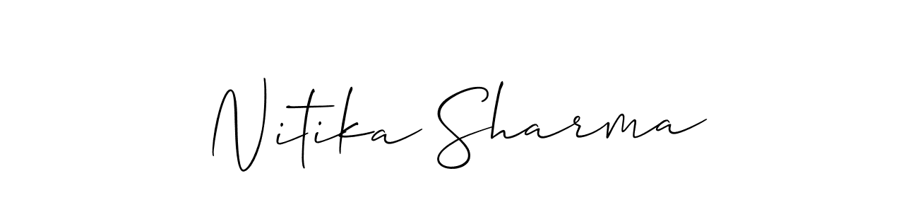 The best way (Allison_Script) to make a short signature is to pick only two or three words in your name. The name Nitika Sharma include a total of six letters. For converting this name. Nitika Sharma signature style 2 images and pictures png