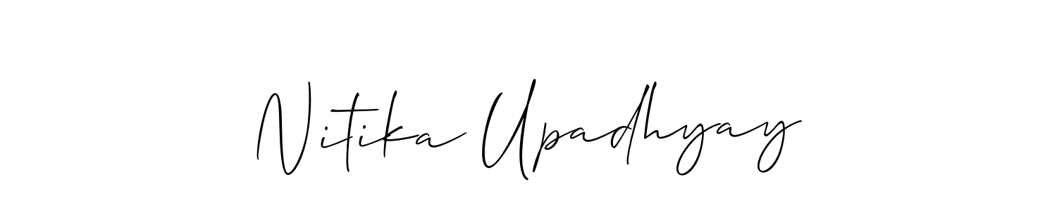 if you are searching for the best signature style for your name Nitika Upadhyay. so please give up your signature search. here we have designed multiple signature styles  using Allison_Script. Nitika Upadhyay signature style 2 images and pictures png