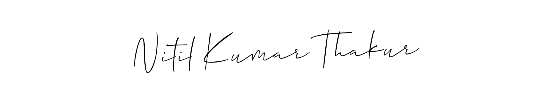 Allison_Script is a professional signature style that is perfect for those who want to add a touch of class to their signature. It is also a great choice for those who want to make their signature more unique. Get Nitil Kumar Thakur name to fancy signature for free. Nitil Kumar Thakur signature style 2 images and pictures png