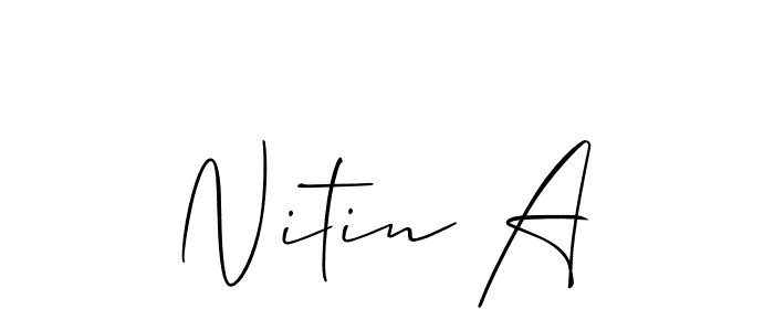 Similarly Allison_Script is the best handwritten signature design. Signature creator online .You can use it as an online autograph creator for name Nitin A. Nitin A signature style 2 images and pictures png