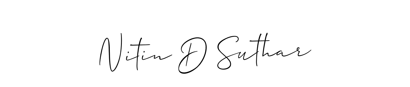 The best way (Allison_Script) to make a short signature is to pick only two or three words in your name. The name Nitin D Suthar include a total of six letters. For converting this name. Nitin D Suthar signature style 2 images and pictures png