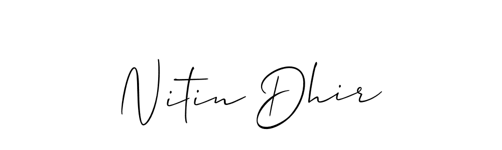 The best way (Allison_Script) to make a short signature is to pick only two or three words in your name. The name Nitin Dhir include a total of six letters. For converting this name. Nitin Dhir signature style 2 images and pictures png