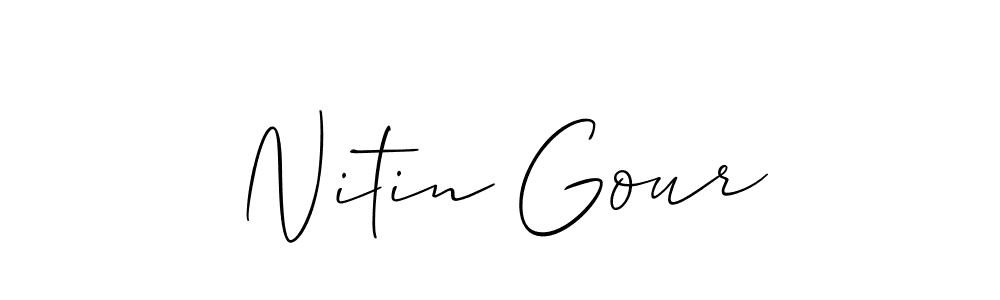 Allison_Script is a professional signature style that is perfect for those who want to add a touch of class to their signature. It is also a great choice for those who want to make their signature more unique. Get Nitin Gour name to fancy signature for free. Nitin Gour signature style 2 images and pictures png