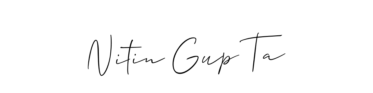 This is the best signature style for the Nitin Gup Ta name. Also you like these signature font (Allison_Script). Mix name signature. Nitin Gup Ta signature style 2 images and pictures png