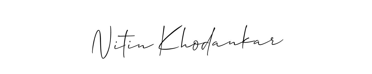 How to make Nitin Khodankar name signature. Use Allison_Script style for creating short signs online. This is the latest handwritten sign. Nitin Khodankar signature style 2 images and pictures png