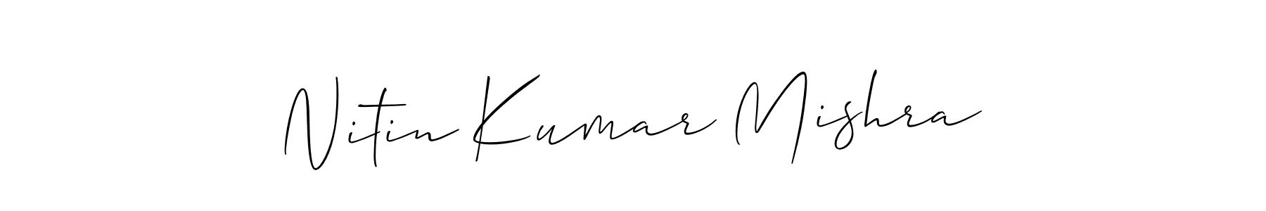 The best way (Allison_Script) to make a short signature is to pick only two or three words in your name. The name Nitin Kumar Mishra include a total of six letters. For converting this name. Nitin Kumar Mishra signature style 2 images and pictures png