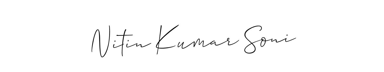 if you are searching for the best signature style for your name Nitin Kumar Soni. so please give up your signature search. here we have designed multiple signature styles  using Allison_Script. Nitin Kumar Soni signature style 2 images and pictures png