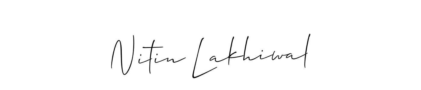 Allison_Script is a professional signature style that is perfect for those who want to add a touch of class to their signature. It is also a great choice for those who want to make their signature more unique. Get Nitin Lakhiwal name to fancy signature for free. Nitin Lakhiwal signature style 2 images and pictures png