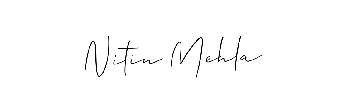 How to make Nitin Mehla name signature. Use Allison_Script style for creating short signs online. This is the latest handwritten sign. Nitin Mehla signature style 2 images and pictures png