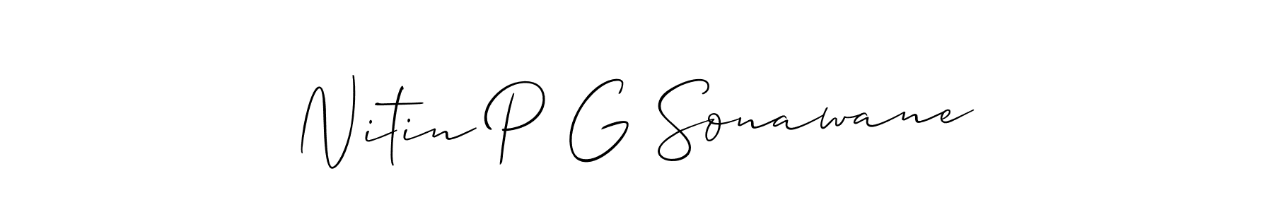 It looks lik you need a new signature style for name Nitin P G Sonawane. Design unique handwritten (Allison_Script) signature with our free signature maker in just a few clicks. Nitin P G Sonawane signature style 2 images and pictures png