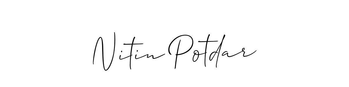 The best way (Allison_Script) to make a short signature is to pick only two or three words in your name. The name Nitin Potdar include a total of six letters. For converting this name. Nitin Potdar signature style 2 images and pictures png