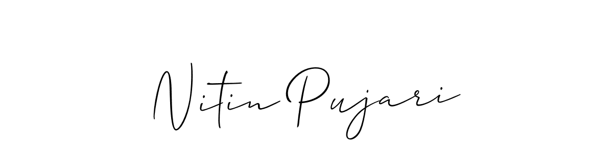 Similarly Allison_Script is the best handwritten signature design. Signature creator online .You can use it as an online autograph creator for name Nitin Pujari. Nitin Pujari signature style 2 images and pictures png