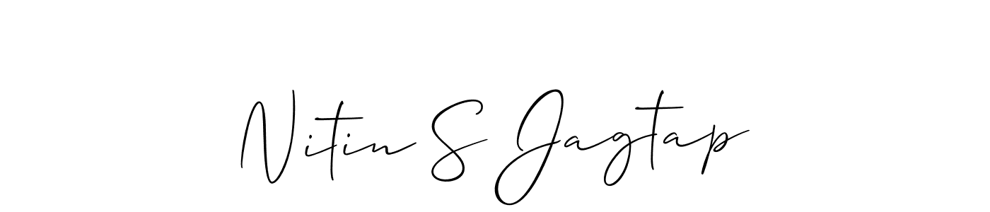 if you are searching for the best signature style for your name Nitin S Jagtap. so please give up your signature search. here we have designed multiple signature styles  using Allison_Script. Nitin S Jagtap signature style 2 images and pictures png