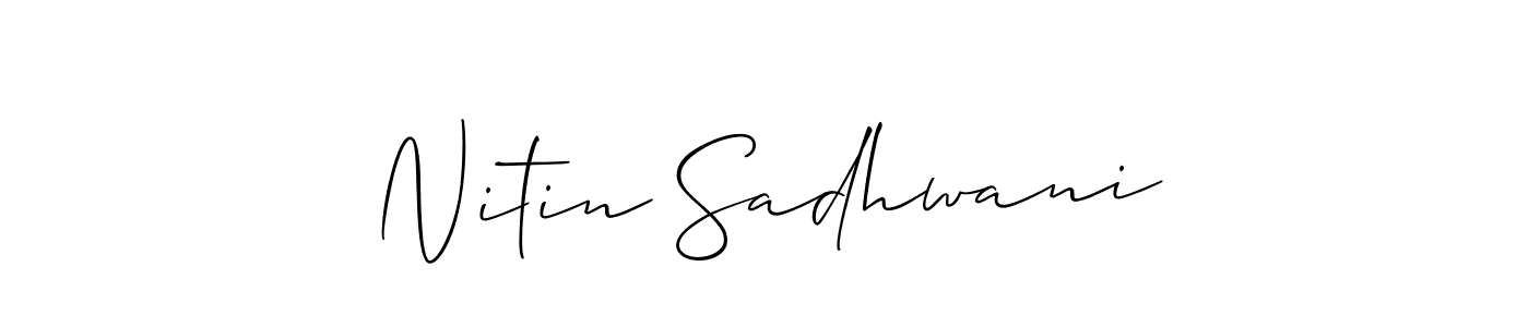 Allison_Script is a professional signature style that is perfect for those who want to add a touch of class to their signature. It is also a great choice for those who want to make their signature more unique. Get Nitin Sadhwani name to fancy signature for free. Nitin Sadhwani signature style 2 images and pictures png