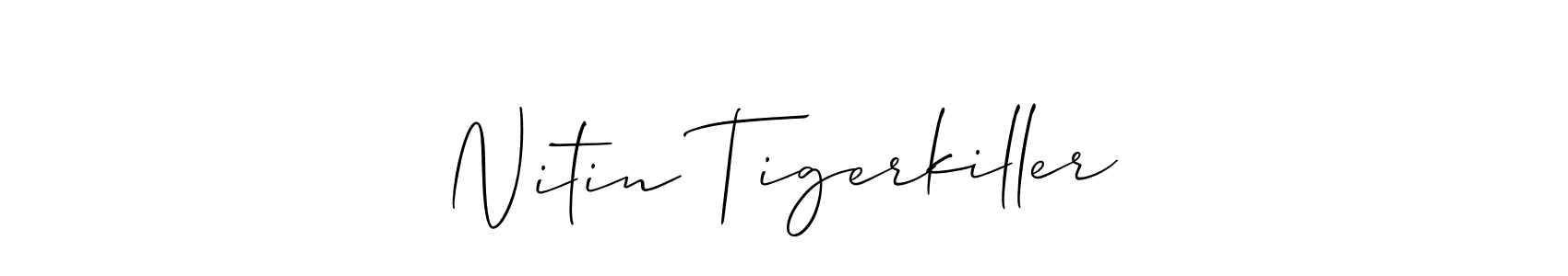 This is the best signature style for the Nitin Tigerkiller name. Also you like these signature font (Allison_Script). Mix name signature. Nitin Tigerkiller signature style 2 images and pictures png