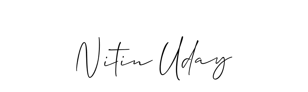 Create a beautiful signature design for name Nitin Uday. With this signature (Allison_Script) fonts, you can make a handwritten signature for free. Nitin Uday signature style 2 images and pictures png