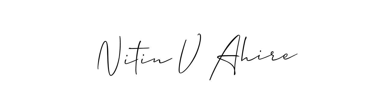 Allison_Script is a professional signature style that is perfect for those who want to add a touch of class to their signature. It is also a great choice for those who want to make their signature more unique. Get Nitin V Ahire name to fancy signature for free. Nitin V Ahire signature style 2 images and pictures png