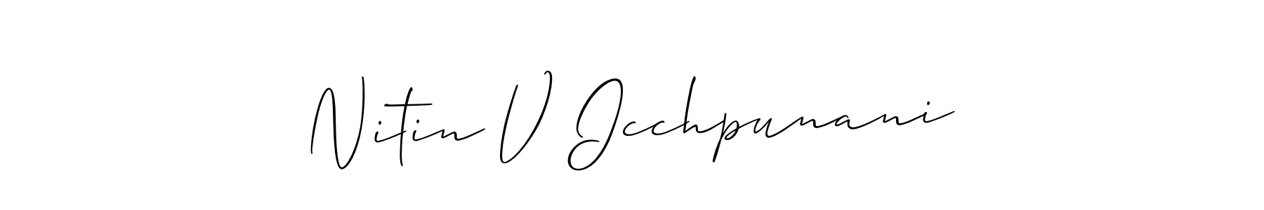 The best way (Allison_Script) to make a short signature is to pick only two or three words in your name. The name Nitin V Icchpunani include a total of six letters. For converting this name. Nitin V Icchpunani signature style 2 images and pictures png