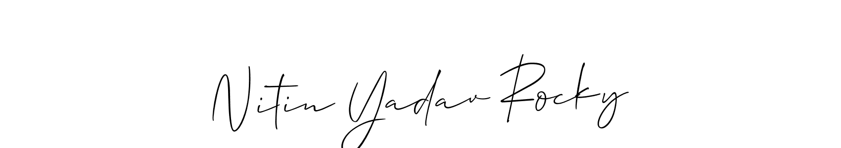 How to Draw Nitin Yadav Rocky signature style? Allison_Script is a latest design signature styles for name Nitin Yadav Rocky. Nitin Yadav Rocky signature style 2 images and pictures png