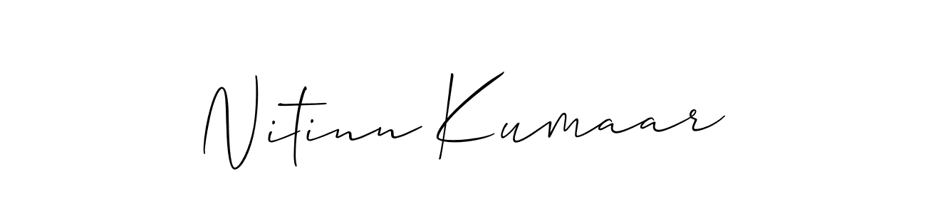 The best way (Allison_Script) to make a short signature is to pick only two or three words in your name. The name Nitinn Kumaar include a total of six letters. For converting this name. Nitinn Kumaar signature style 2 images and pictures png