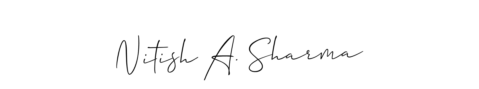 The best way (Allison_Script) to make a short signature is to pick only two or three words in your name. The name Nitish A. Sharma include a total of six letters. For converting this name. Nitish A. Sharma signature style 2 images and pictures png