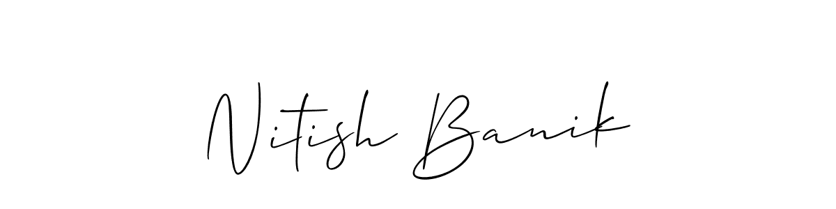 How to make Nitish Banik name signature. Use Allison_Script style for creating short signs online. This is the latest handwritten sign. Nitish Banik signature style 2 images and pictures png