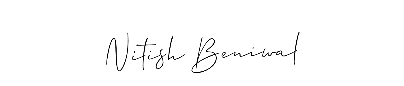 Similarly Allison_Script is the best handwritten signature design. Signature creator online .You can use it as an online autograph creator for name Nitish Beniwal. Nitish Beniwal signature style 2 images and pictures png
