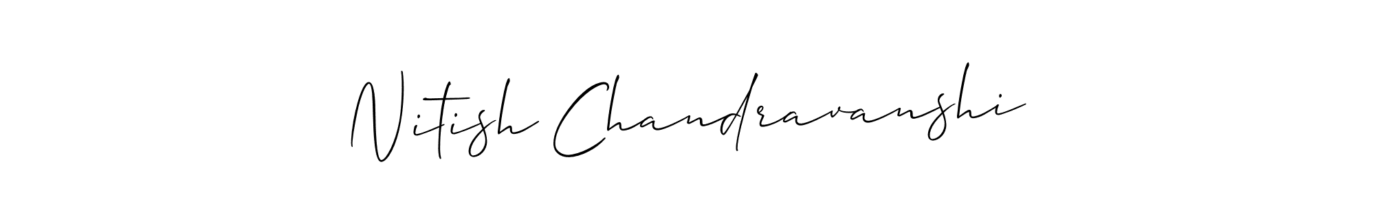 Allison_Script is a professional signature style that is perfect for those who want to add a touch of class to their signature. It is also a great choice for those who want to make their signature more unique. Get Nitish Chandravanshi name to fancy signature for free. Nitish Chandravanshi signature style 2 images and pictures png