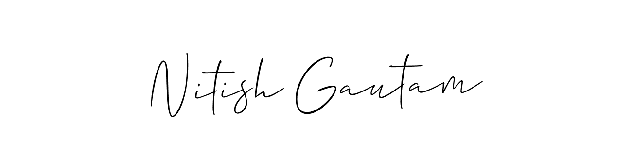 The best way (Allison_Script) to make a short signature is to pick only two or three words in your name. The name Nitish Gautam include a total of six letters. For converting this name. Nitish Gautam signature style 2 images and pictures png