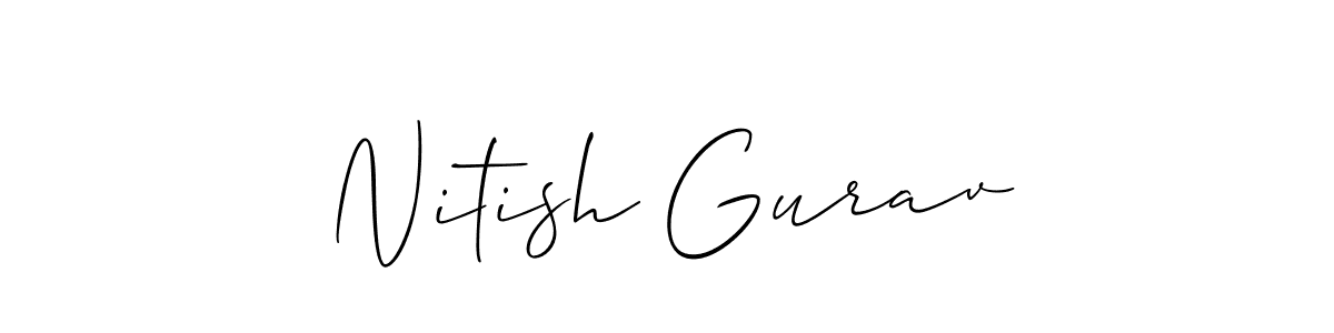 The best way (Allison_Script) to make a short signature is to pick only two or three words in your name. The name Nitish Gurav include a total of six letters. For converting this name. Nitish Gurav signature style 2 images and pictures png