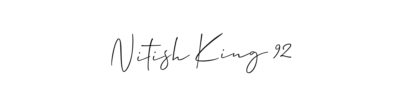 The best way (Allison_Script) to make a short signature is to pick only two or three words in your name. The name Nitish King 92 include a total of six letters. For converting this name. Nitish King 92 signature style 2 images and pictures png